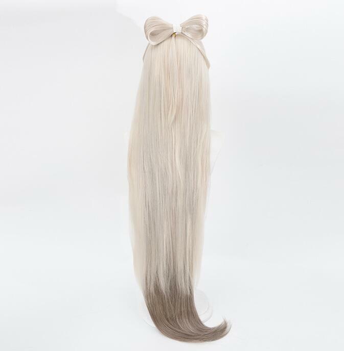 Ningguang parrucca Cosplay parrucca sintetica in fibra di impatto Genshin capelli lunghi sfumati dorati chiari