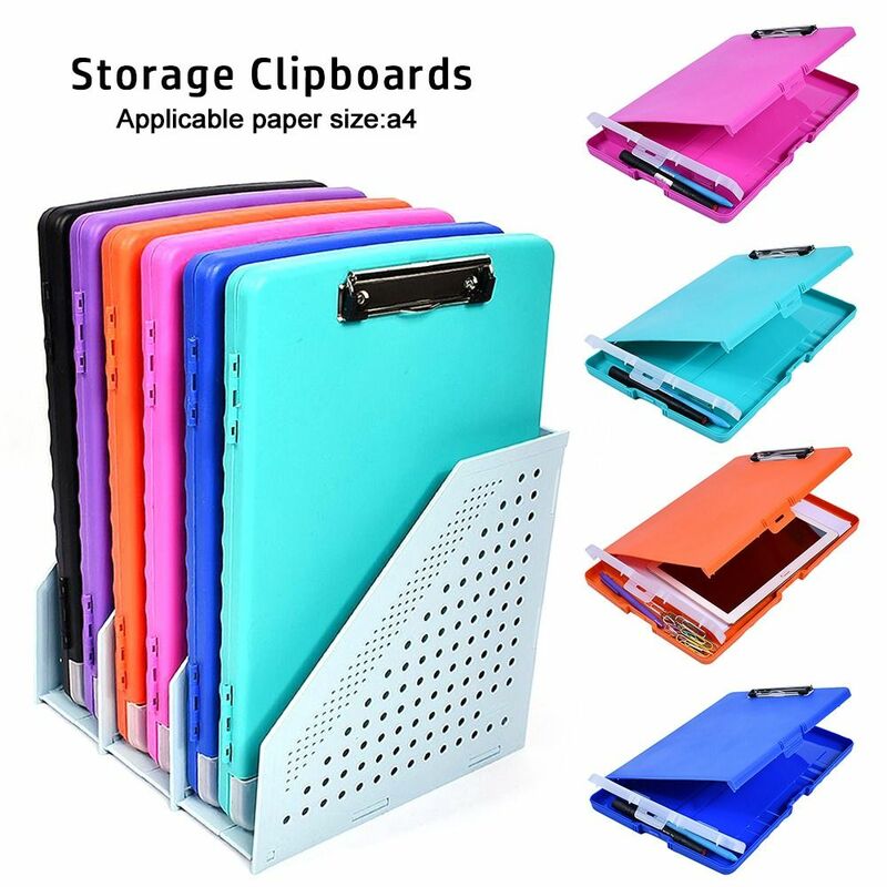 A4 Storage Clipboards Durable Multifunctional Plastic Pen Holder Folder Side Opening Storage Box Office Supplies