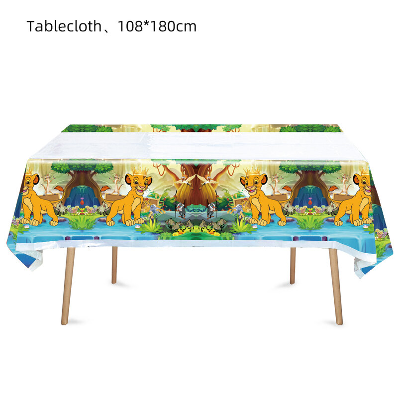 مستلزمات حفلات من Lion King Simba تتضمن أكواب ورقية لوحات ومناديل مفرش المائدة راية للأطفال الأولاد زينة أعياد الميلاد استحمام الطفل