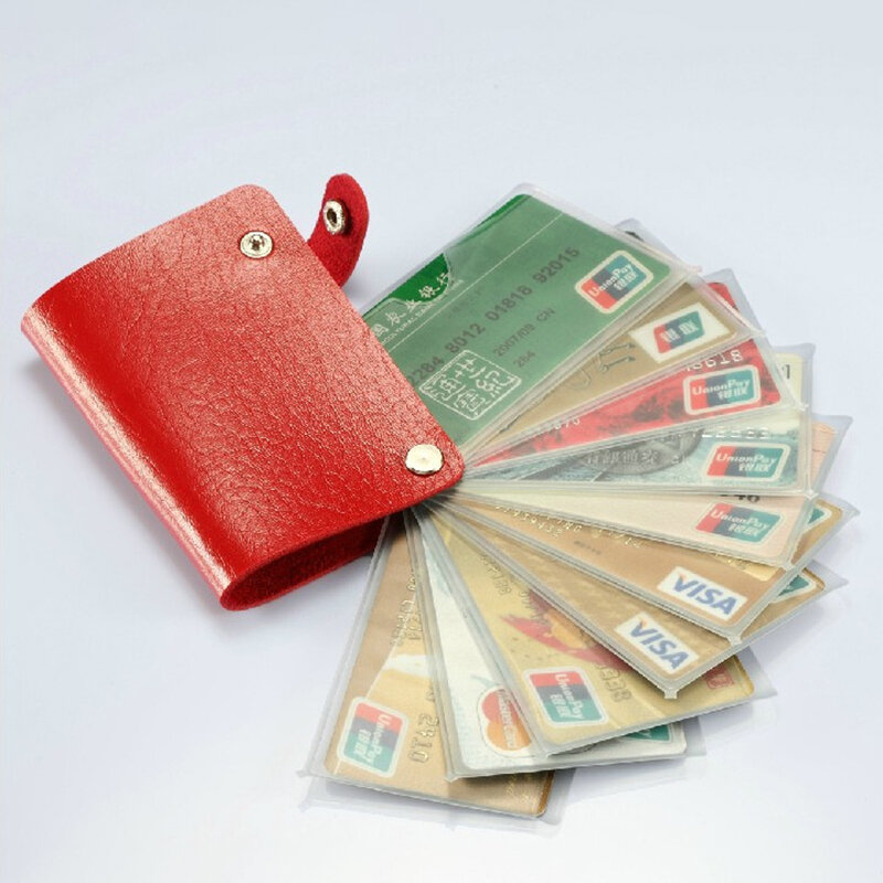1 buah 10 slot kartu tas kartu putar kulit tas kartu multifungsi penutup kartu kredit posisi Multi kartu klip tas ID kartu Bank