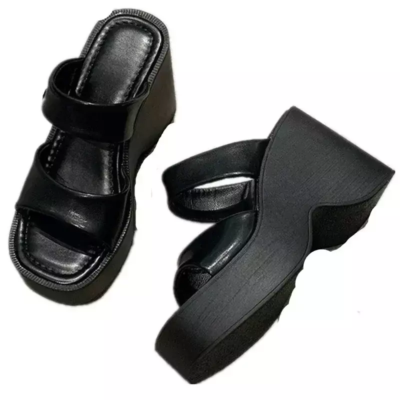 Pantofole da donna 2024 estate nuova moda Peep Toe zeppe scarpe per le donne Casual pantofole da spiaggia con fondo spesso Zapatos femminile