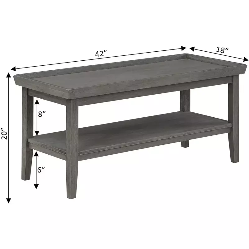 Table basse gris foncé avec brosse à fil, LedgFrederick, table basse avec étagère, tables de restaurant, basses, meubles de salon, côté