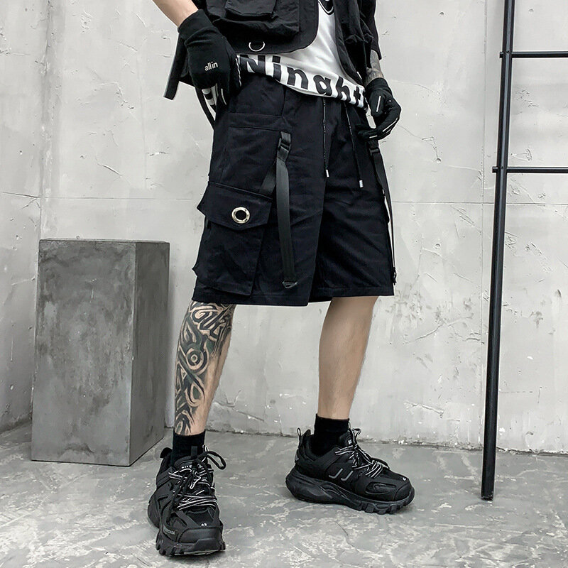 Мужские брюки-карго в стиле панк, темно-серые тактические прямые повседневные брюки с множеством карманов, Y2K, весна-лето 2024