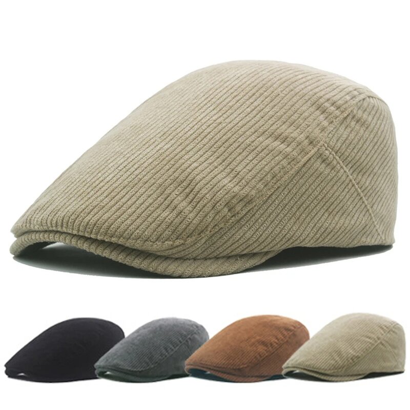 Corduroy Beret Hat Fashion Solid Color Adjustable Sun Hats Berets Cap Men Women