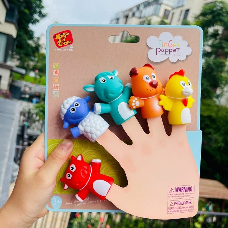 5 stücke pädagogisches Spielzeug Mini Tier Handpuppe Sicherheit Montessori Puppe Finger Puppenspiel zeug Set Kaninchen Beißring Kau spielzeug