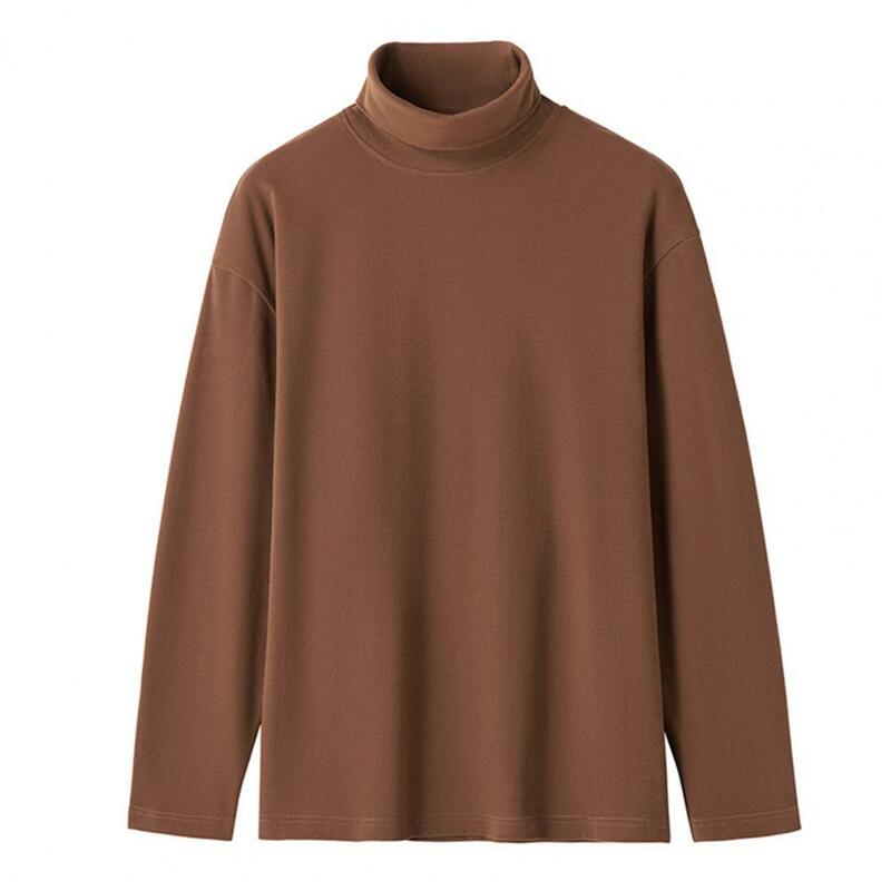 Suéter de cuello alto para hombre, Jersey de punto de Color sólido, mantiene el calor, Base de terciopelo elástico, talla grande, Invierno