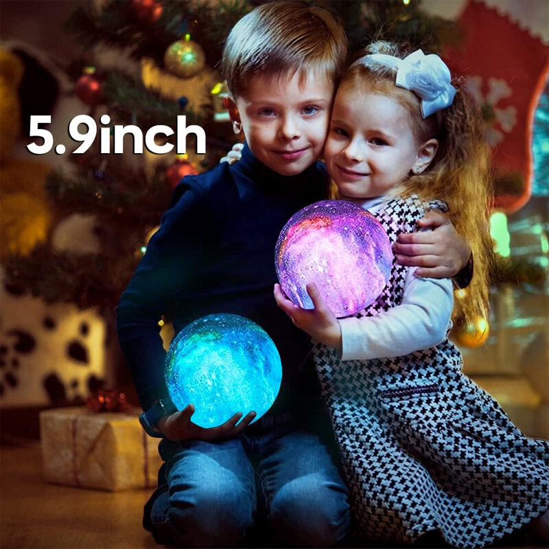 Starry Sky Light 5.9-inch 16 Color LED 3D Moonlight, Remote Control and Touch Control Moon Night Light Gift Suitable for Girls