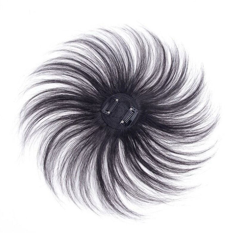Парик из натуральных волос с челкой увеличивает количество волос на верхней части головы, чтобы покрыть белые волосы