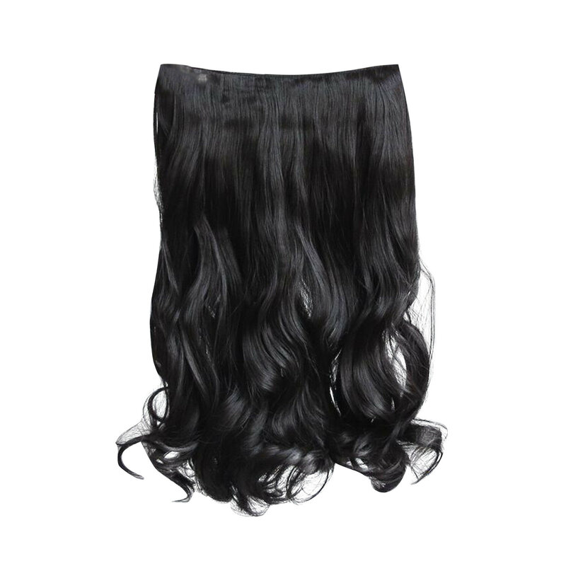 Rambut palsu keriting panjang sintetis klip perpanjangan rambut tahan panas di Ombre Hitam Coklat pirang wanita
