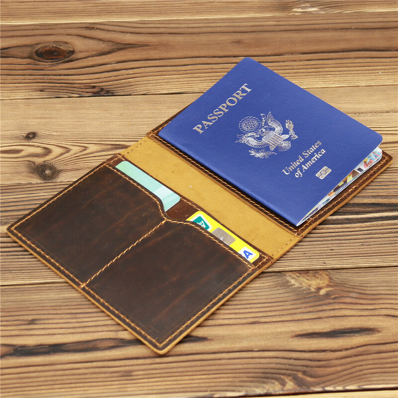 Whosale Men Women Genuine Leather Travel Passport Cover Holder Protevtor Vacancy Blank Funda Pasaporte Business Unisex Plain