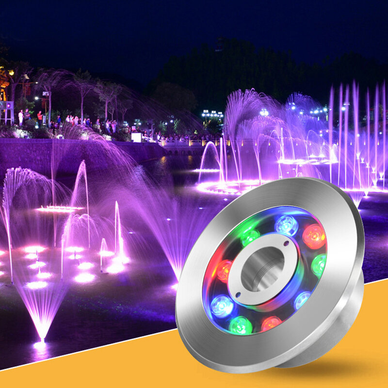 Luces de fuente de música LED de acero inoxidable de 24 V, luces de paisaje, luces enterradas, luces de ingeniería de iluminación de piscina, clasificación de impermeabilidad IP68