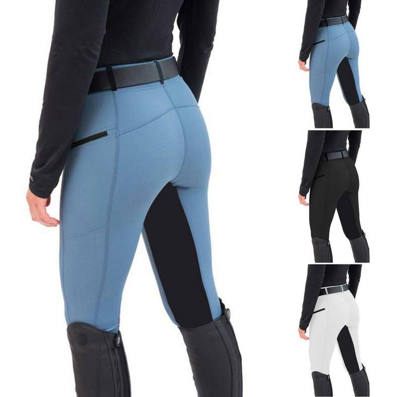 Wysokiej talii Punk damskie spodnie wyścigowe elastyczne dziewiąte spodnie jeździeckie kolor splotu ćwiczenia jeździeckie spodnie odzież damska