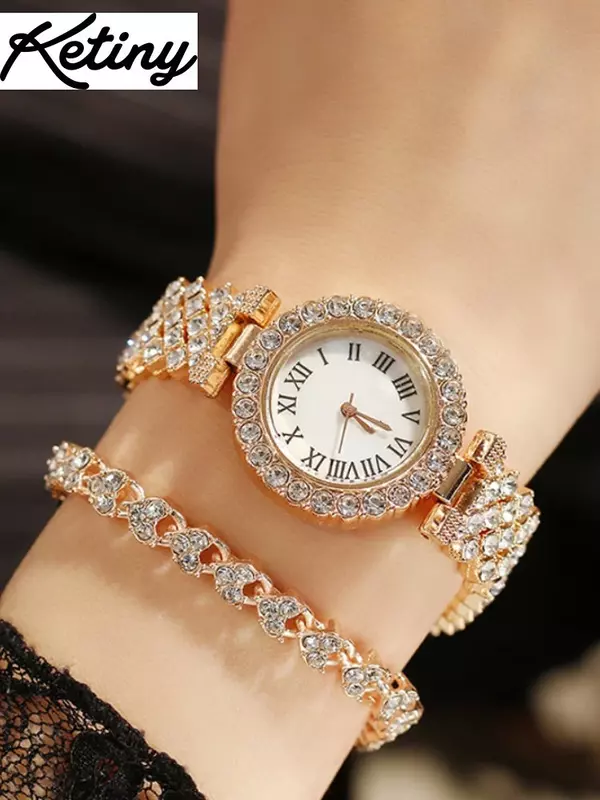 Keiny Uhren Frauen zweiteilige Uhr Set Geschenk Tisch Damen uhr Set Damen uhren Geschenk Uhren für Frauen Uhr Verkauf Luxus