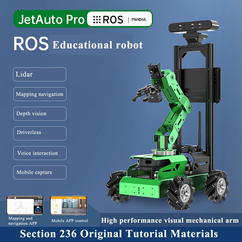 JetAuto Pro ROS Mecanum ล้อหุ่นยนต์รถ Vision แขนหุ่นยนต์ขับเคลื่อนโดย Jetson Nano สนับสนุน SLAM Mapping/นำทาง/Python