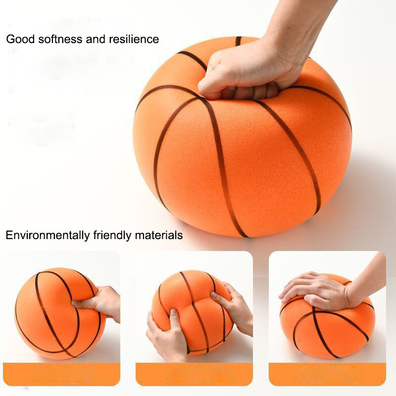 屋内サイレントバスケットボールバウンスサイレントボール、絞り可能なスライド、柔らかい高密度フォーム、プラスチックスポーツボール、サイズ3、5、7、新しい
