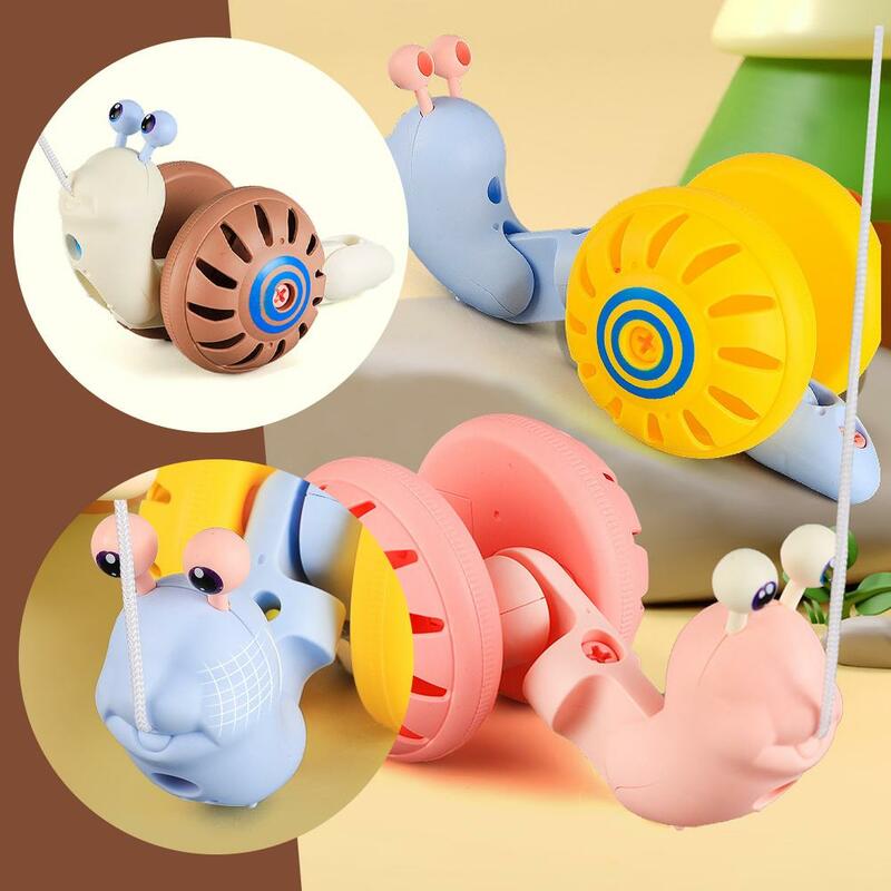 Rope Walk Along Snail Pull Toy Self-Assembly Baby Hand-pulling Rope Snail Cartoons Cute Pet Car For Kids Baby Exercise Walk L1G7