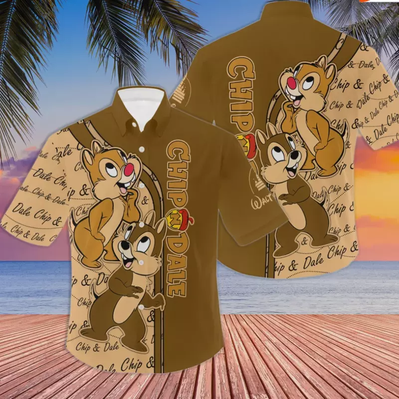 Гавайская рубашка в коричневую полоску, гавайская рубашка, гавайская рубашка Disney