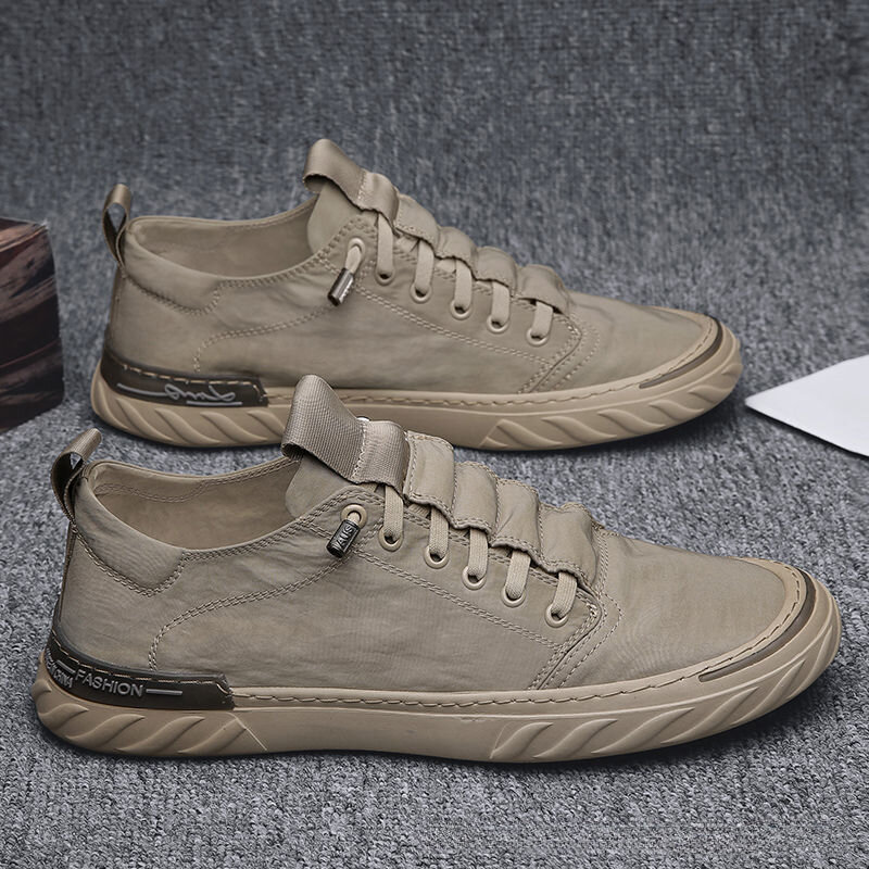 Zapatos informales de lona de seda de hielo para hombre, zapatillas para caminar al aire libre, calzado transpirable, Tenis, 2024