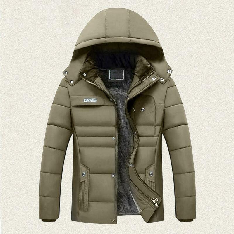 Blusão de forro de pelúcia masculino, casaco com capuz espesso, capa à prova de frio, casaco acolchoado de algodão, outwear masculino, Thermal Parkas