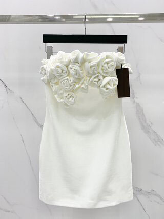Elegante vestido personalizado tridimensional de veludo para mulheres, decoração de flores, novo, primavera e verão, 314, 2024