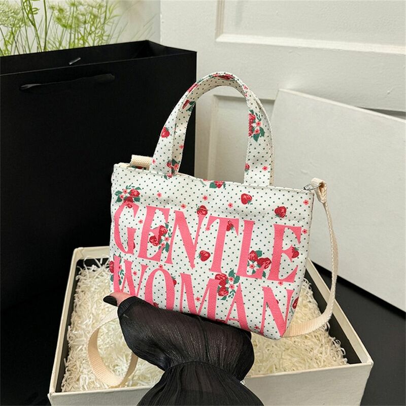 Small Shoulder Bags Fashion Alphabet Painted Canvas Makeup Lipstick Bags Large Capacity Tote Bag Gentlewoman