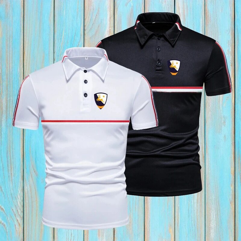 Men's Polo Casual Solid Color Short Sleeve Shirts for Men New Summer Lapel Clothing