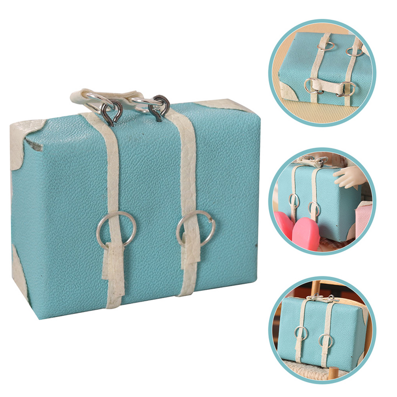 Mini maletín para casa de muñecas, equipaje en miniatura, accesorios de haya PU, Micro escena