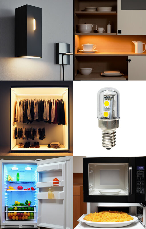 냉장고 레인지 후드 재봉틀 냉장고용 LED 옥수수 전구, 미니 E14, E12, E17, AC 110V, 220V, 5050 SMD, 1W 램프