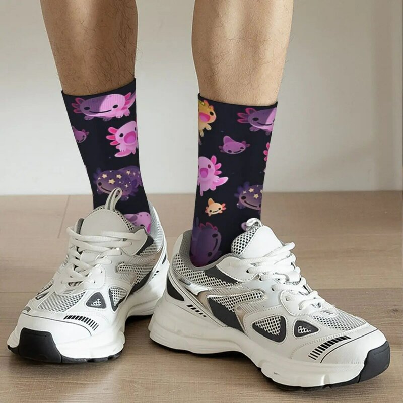 Happy Axolotl-calcetines largos para hombre y mujer, medias Súper suaves, Harajuku, accesorios para todas las estaciones, regalos