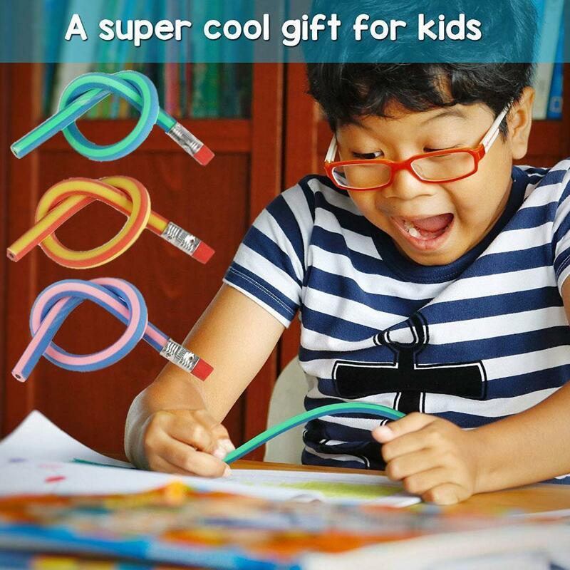 Lápis flexíveis macios Bendy, Magic Bend, Equipamento escolar infantil, Kids Fun, K0G1, 10pcs