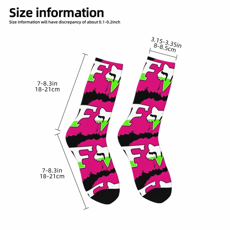 Funny Crazy compression Trending Sock for Men Hip Hop Vintage F-Fox Racing Happy Seamless Pattern Printed Boys Crew Sock