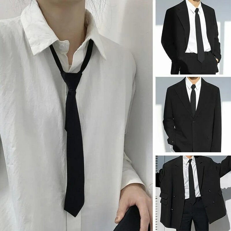 Four Colors Retro Student Ties Lim Smooth Womens Necktie Korean Style Simple Elegant All-match Trendy Unisex Casual Man Ties