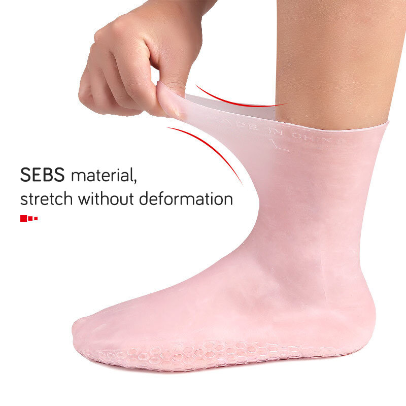 1 pasang kaus kaki perawatan kaus kaki silikon Gel pelembap kaus kaki tumit penggunaan Rumah pelindung Spa perawatan kulit kaki pecah-pecah