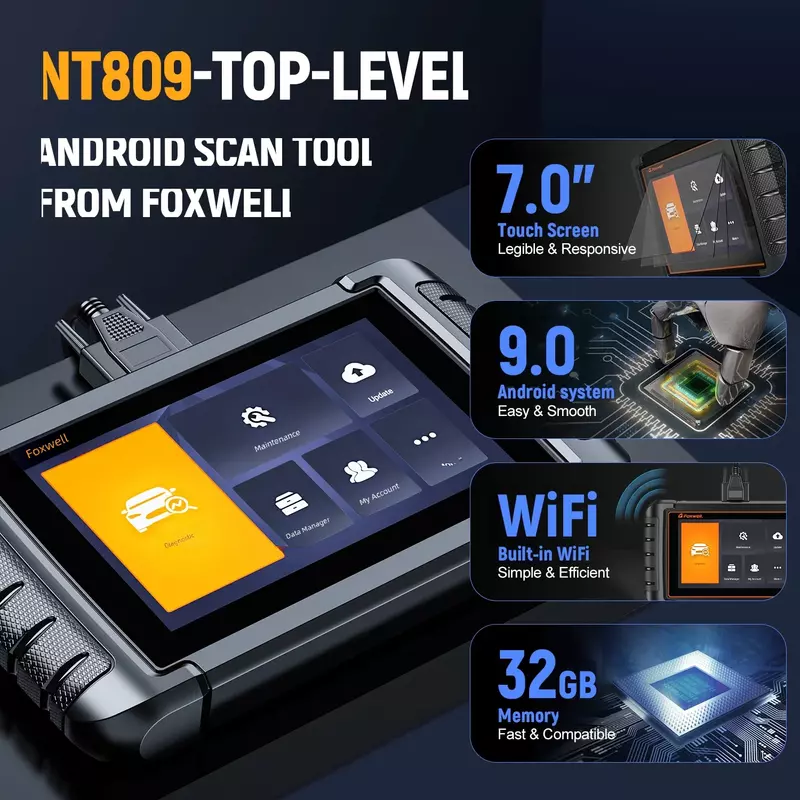 Foxwell NT809 OBD2 Automotive Scanner Professional Alle System IMMO A/F 30 Reset Bi-directional OBD Auto Diagnose werkzeuge PK MK808 Free Update