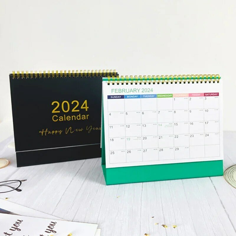 Large 2024 Desk Calendar Spiral Dual Side Calendar Book Yearly Monthly Daily Planner Desk Decorations Office School Supplies