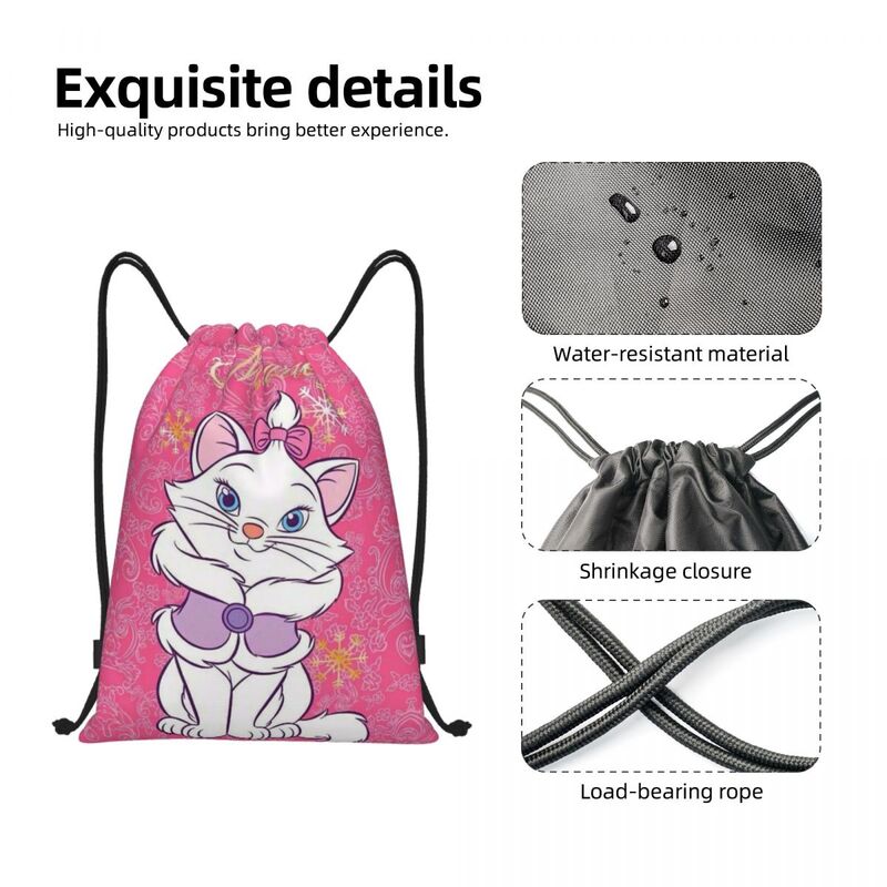 Tas punggung serut Anime Marie kucing, ransel penyimpanan Gym olahraga ringan pria dan wanita kustom