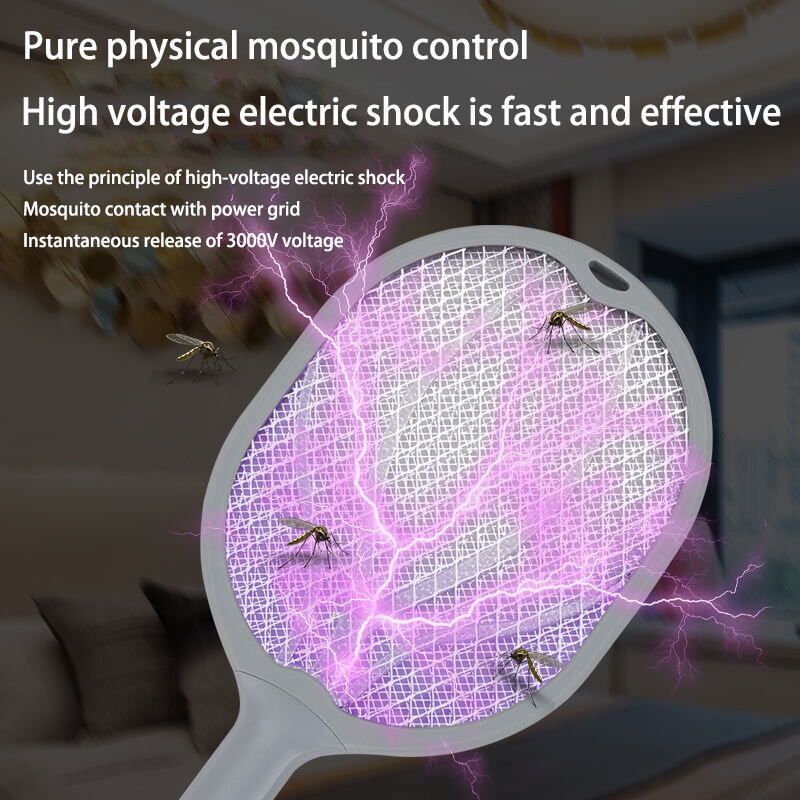 Electric Mosquito Swatter Rechargeable New Two In One Household Safety Super Mosquito Killing Lamp Lithium Battery