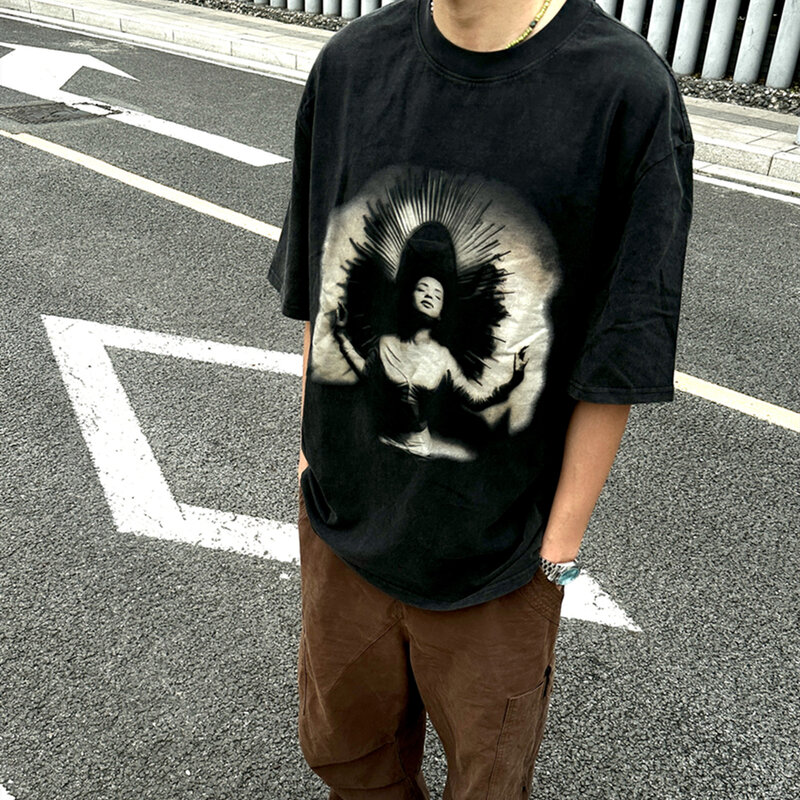 Kanye666-Loose Camiseta extragrande para homens, roupas vintage, tops casuais e extragrandes, streetwear Love Deluxe, moda 1992