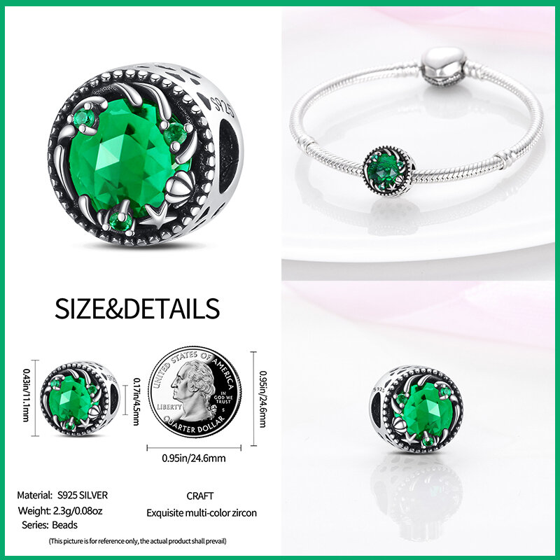 2024 Hot 925 sterling silver four-leaf clover green series charm beads suitable for Pandora original bracelet DIY production