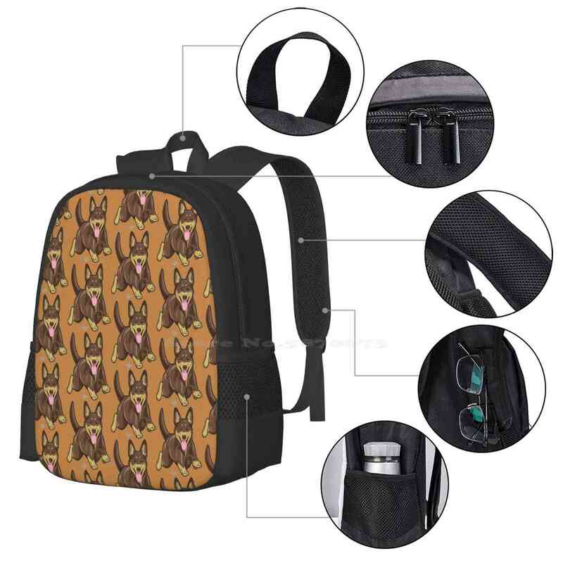 Kelpie R&t Pattern Design Bag Student's Backpack Australian Kelpie Waldogs