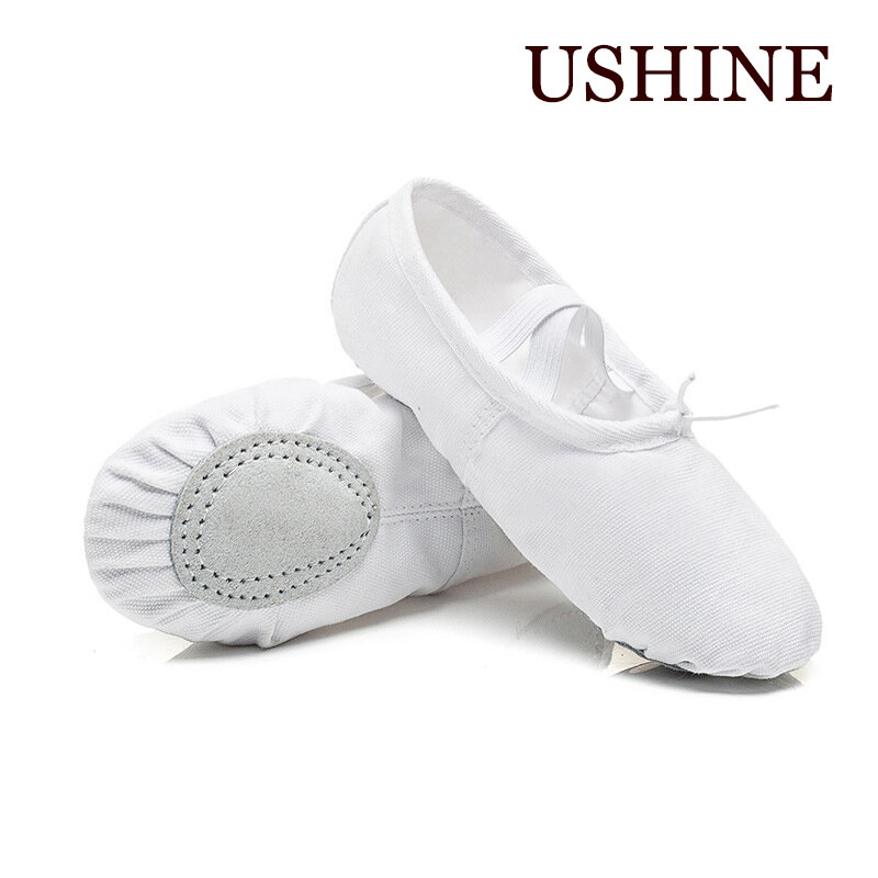 USHINE EU22-45 전문 블랙 플랫 소프트 발레 캔버스, 여성 발레 댄스 신발, 여아 어린이