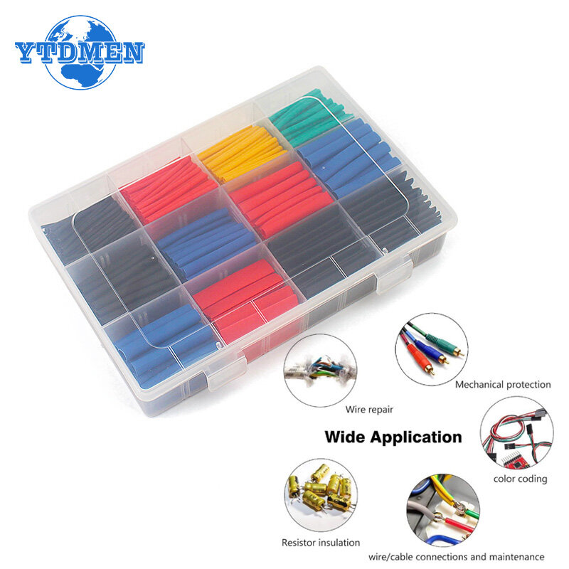 560 750 850pcs Thermoresistant Tube Heat Shrink Wrapping KIT Heat Shrink Tube Assorted Wire Cable Insulation Sleeving