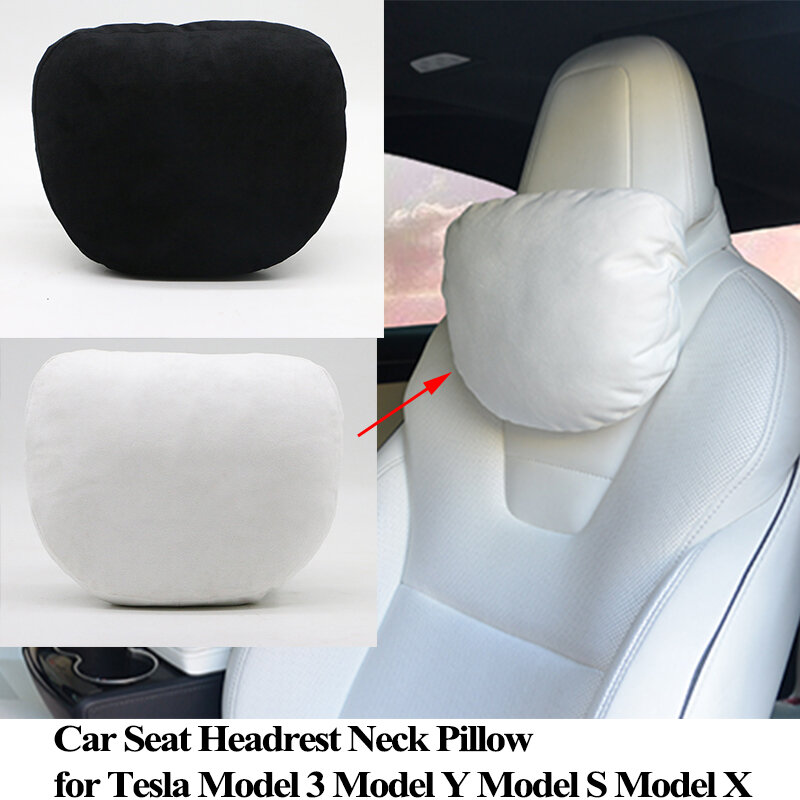 For Tesla Model 3 Model Y Car Seat Headrest Neck Pillow Model S Model X Soft Comfort Memory Cushion Protect Cover Accessories