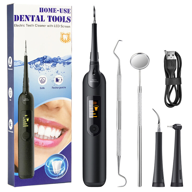 Detergente dentale elettrico a 5 velocità Display a LED Set di detergenti dentali strumento di bellezza dentale per la casa rimozione della pietra detergente dentale