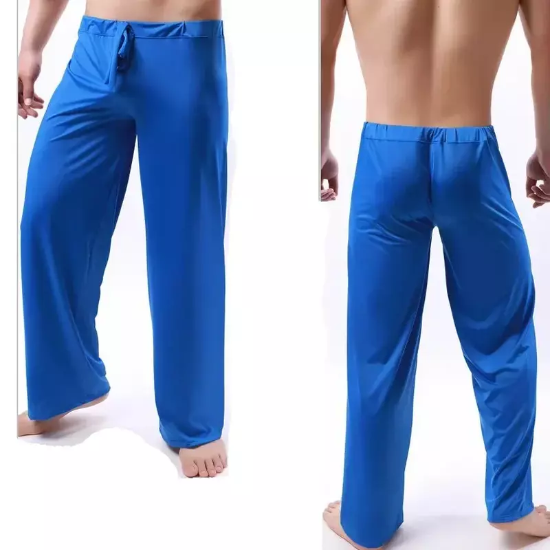 Sleep Men's Nightwear See Soft Through Pants Pj Trousers Sheer Sleepwear Silk Pajama Bottoms Male Home Ice