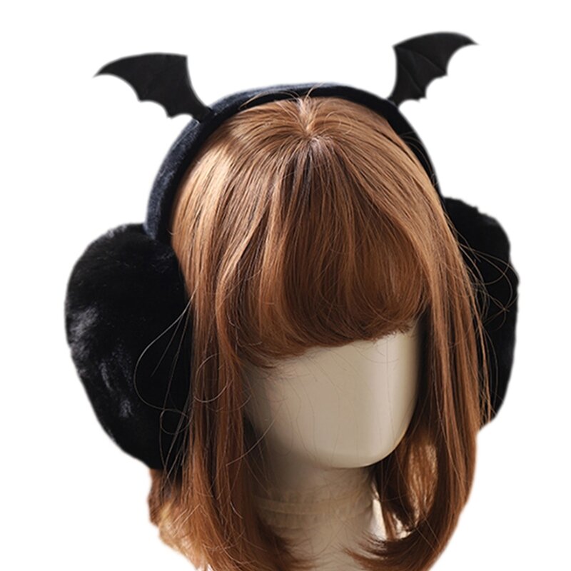 Cache-oreilles en forme d'ailes de chauve-souris en peluche, accessoire de fête de noël, de carnaval, chaud, T8NB