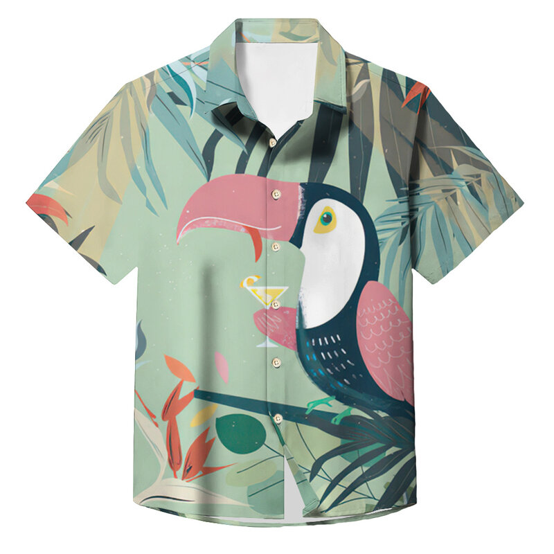 قميص شاطئ هاواي للرجال ، طباعة شجرة جوز الهند ، بلوزة كبيرة الحجم ، أكمام قصيرة ، ملابس غير رسمية ، للصيف ، XL