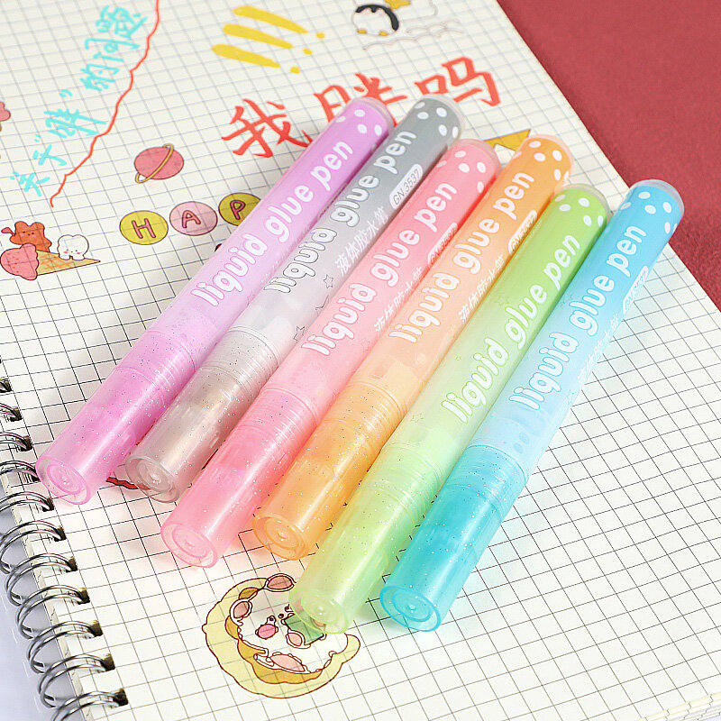 1pcs Creative Cute Glue Stick liquid Glue Stick Pen Shape Candy Color Quick-drying High Viscosity Students Stationery Supplies