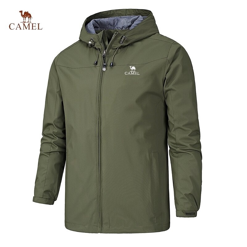 Embroidered CAMEL Men's Stormtrooper Waterproof Hooded Jacket, High-quality Outdoor Sports and Leisure Coat for All Seasons