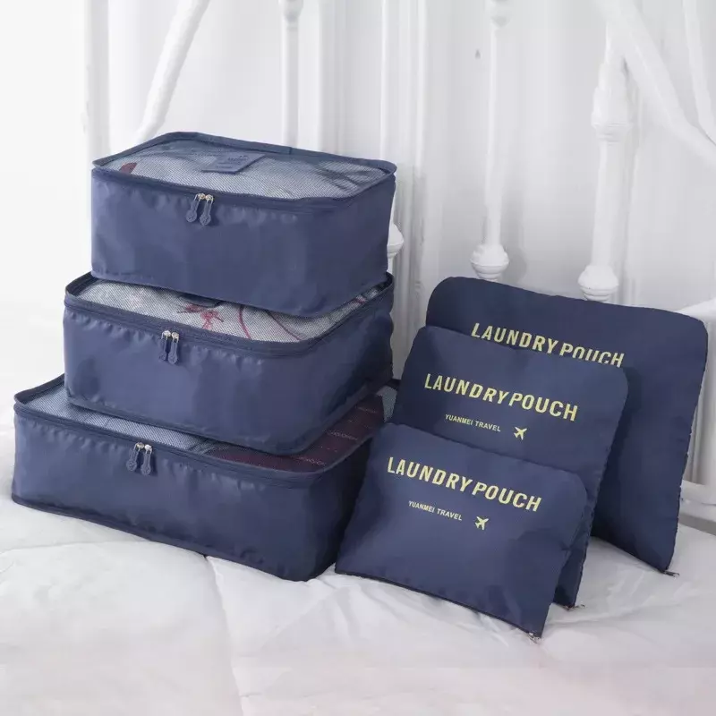 Set di borse da viaggio da 6 pezzi per vestiti organizzatore ordinato armadio valigia borsa Organizer da viaggio custodia per scarpe imballaggio borsa cubo